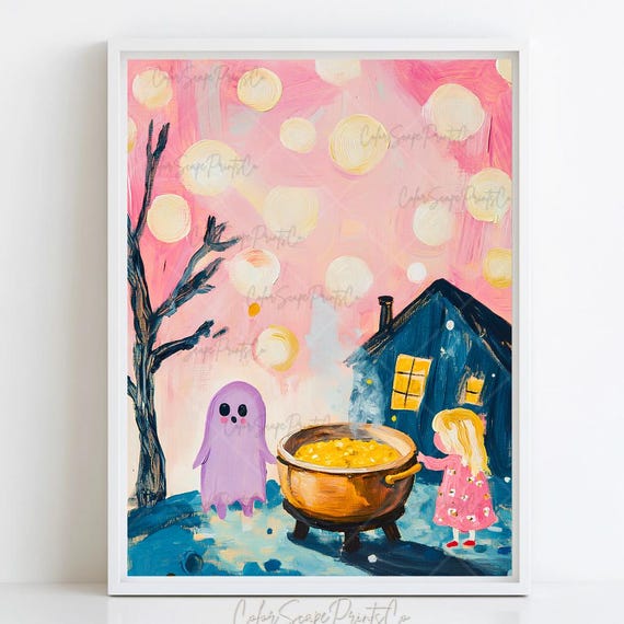 Cute Halloween Print Spooky Sweet Trick Or Treat Art Kitchen Poster And Kid Cooking Funny Nursery Fall