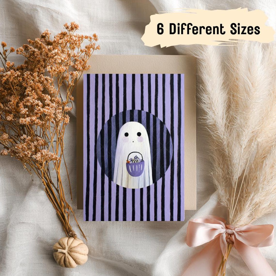 Trickortreat Greeting Card Cute Halloween Striped Spooky Candy Bucket