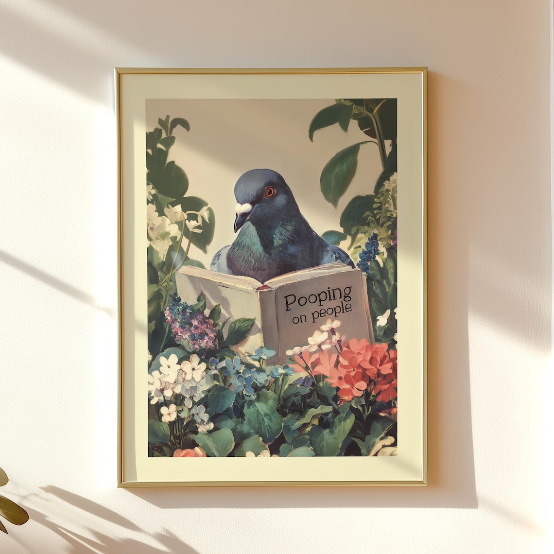 Pigeon Bathroom Art, Funny Bird Toilet Poster
