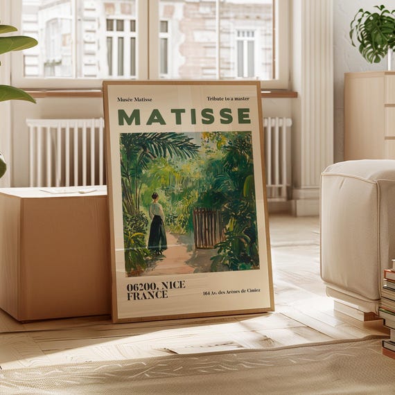 Henry Matisse Exhibition Poster Famous Gallery Wall Art Print Painting Art Print Beige Wall Print Garden Scenery Nature Living Room Art