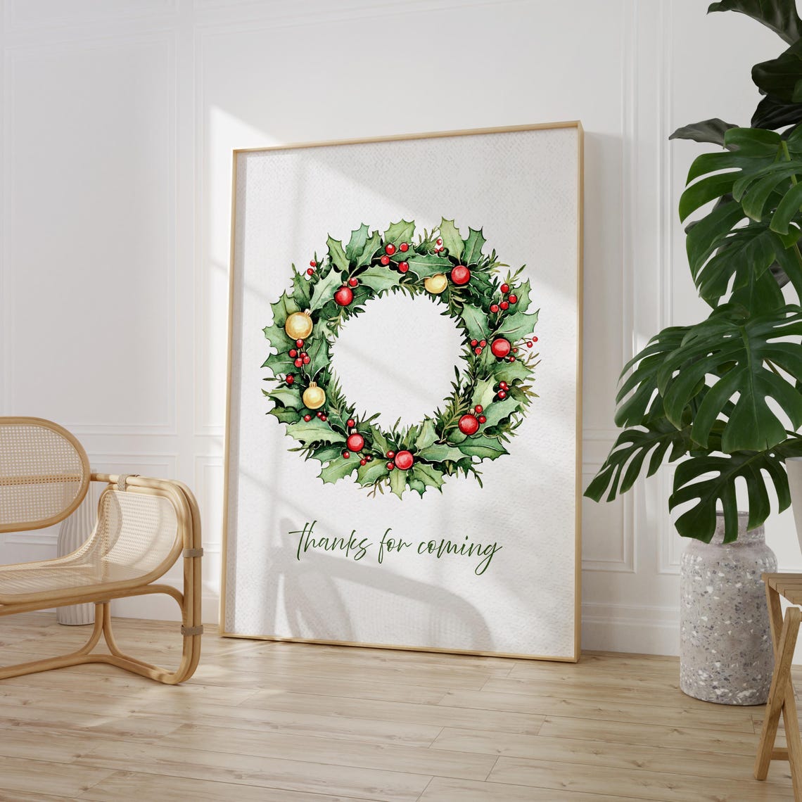 Christmas Wreath Holly Berries Thanks For Coming Wall Poster - Image 9