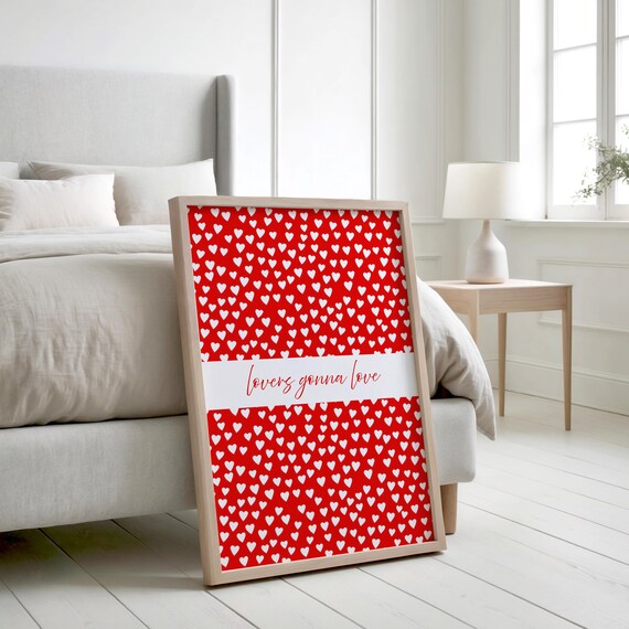 Lovers Gonna Love Red Heart Pattern Preppy Valentines Art Poster
