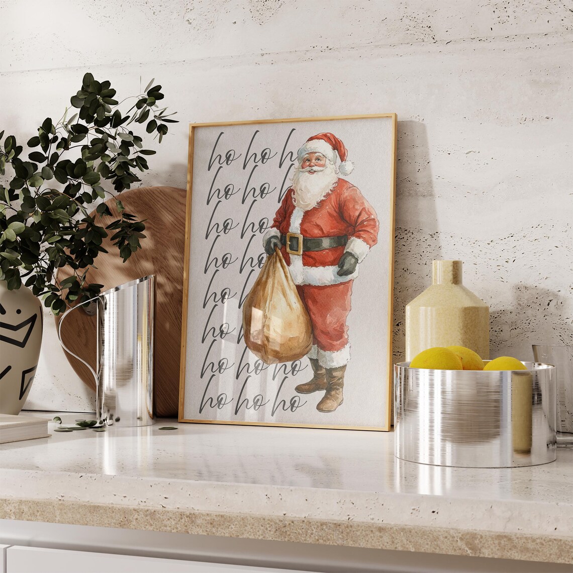 Santas Gifts Watercolor Illustration Poster Santa Wall Art Trendy Holiday Print Merry Christmas Art Xmas Home Decor Winter Print