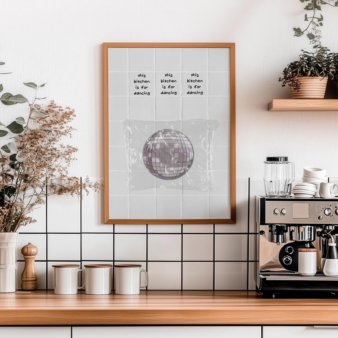 This Kitchen Is for Dancing Disco Ball Retro Party Kitchen Poster - Image 7