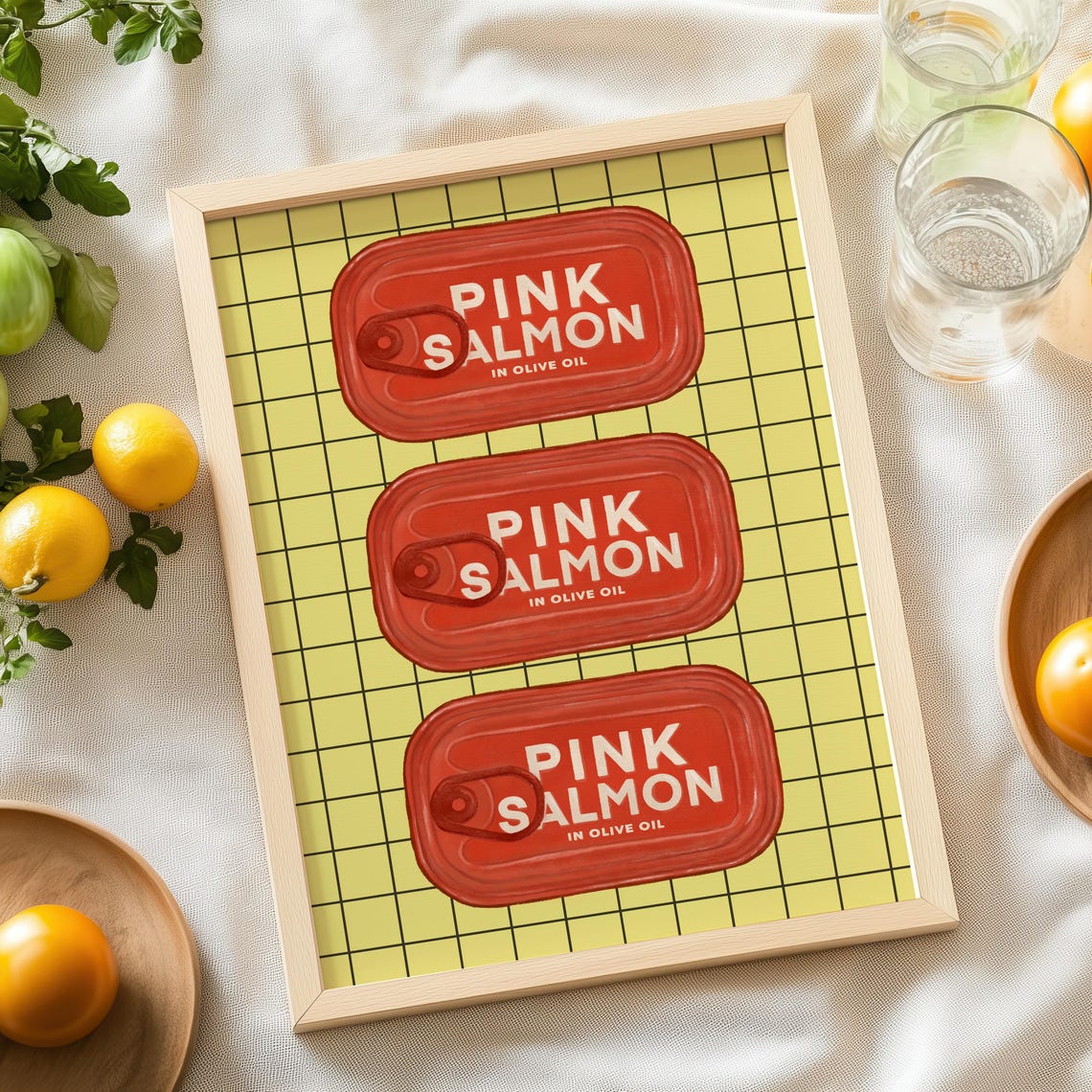 Pink Salmon in Olive Oil Vintage Tins Retro Kitchen Wall Art - Image 9