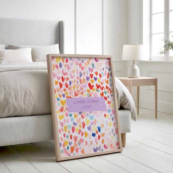 Lovers Gonna Love Rainbow Hearts Typography Poster Colorful Decor
