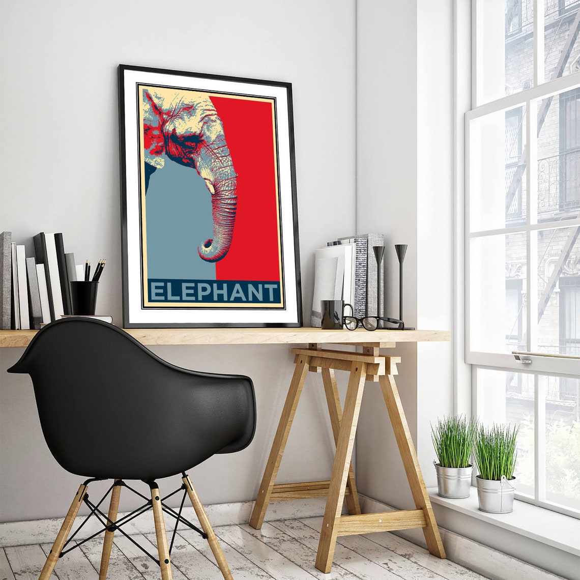 Elephant Original Art Print Poster Wall Art Home Decor Gift Hope Parody Animal Lover Lovers Trunk African Indian - Image 3
