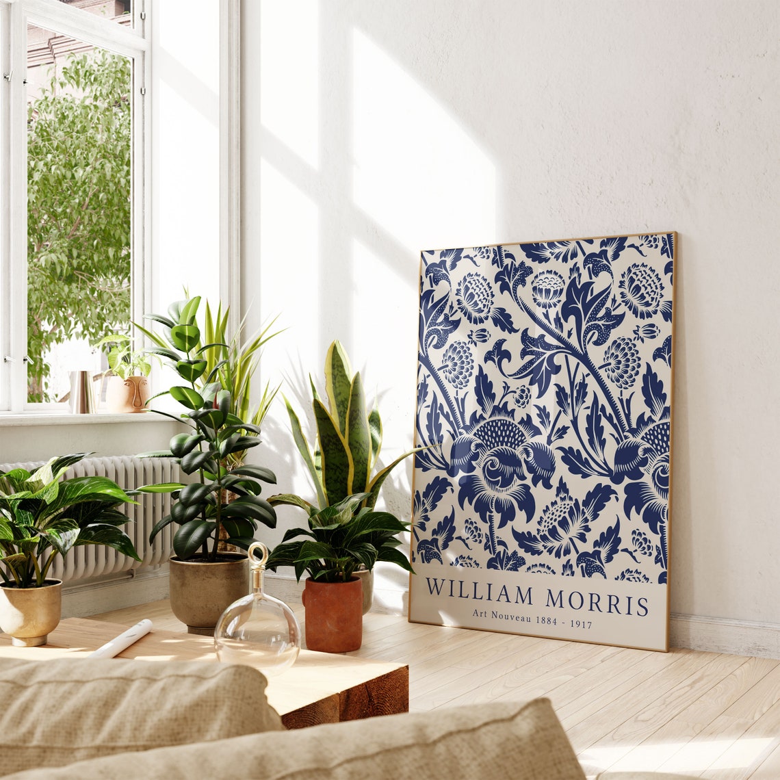 William Morris Blue White Floral Art Nouveau Pattern Decor Poster - Image 3