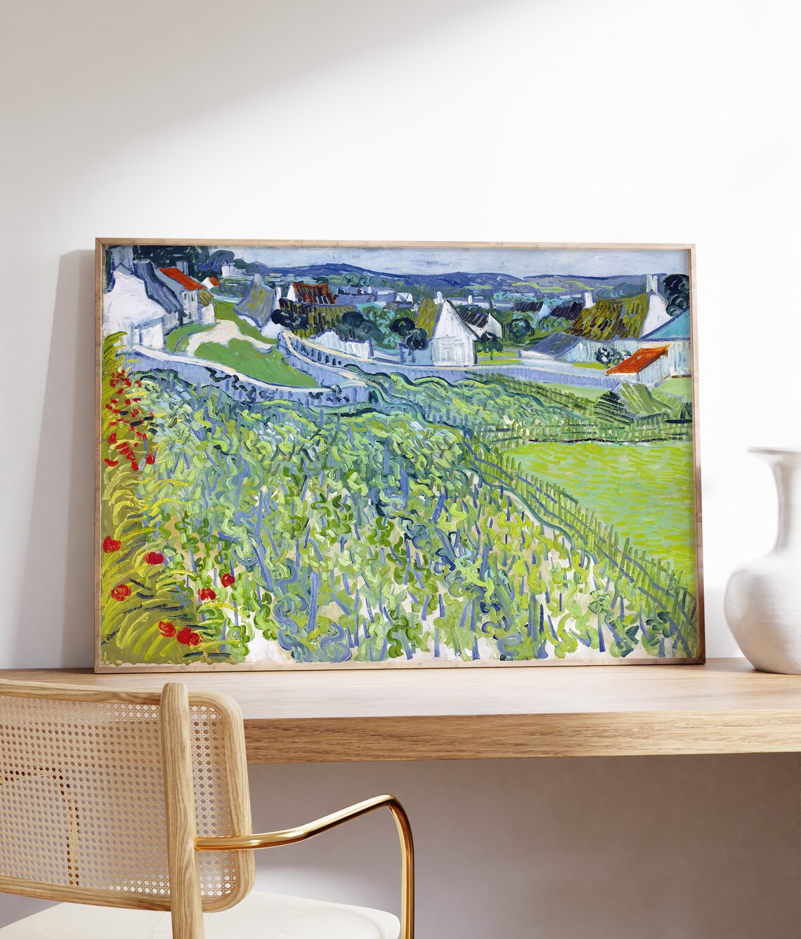 Van Gogh Vineyard View Of Auvers Green Village Countryside Print - Image 3