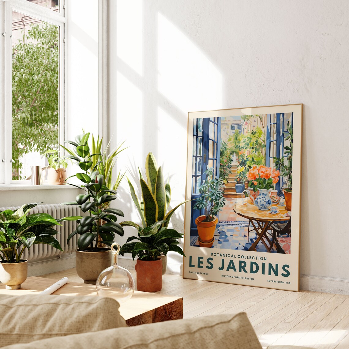 Les Jardins South Of France Courtyard Tea Table Floral Art Poster - Image 2