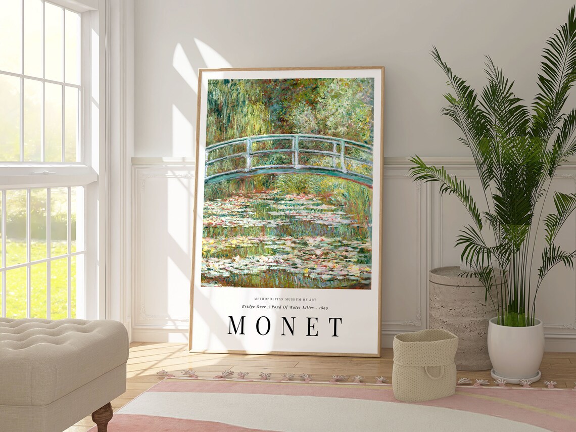 Monet Bridge Over Water Lilies Art Print, Impressionism - Image 3