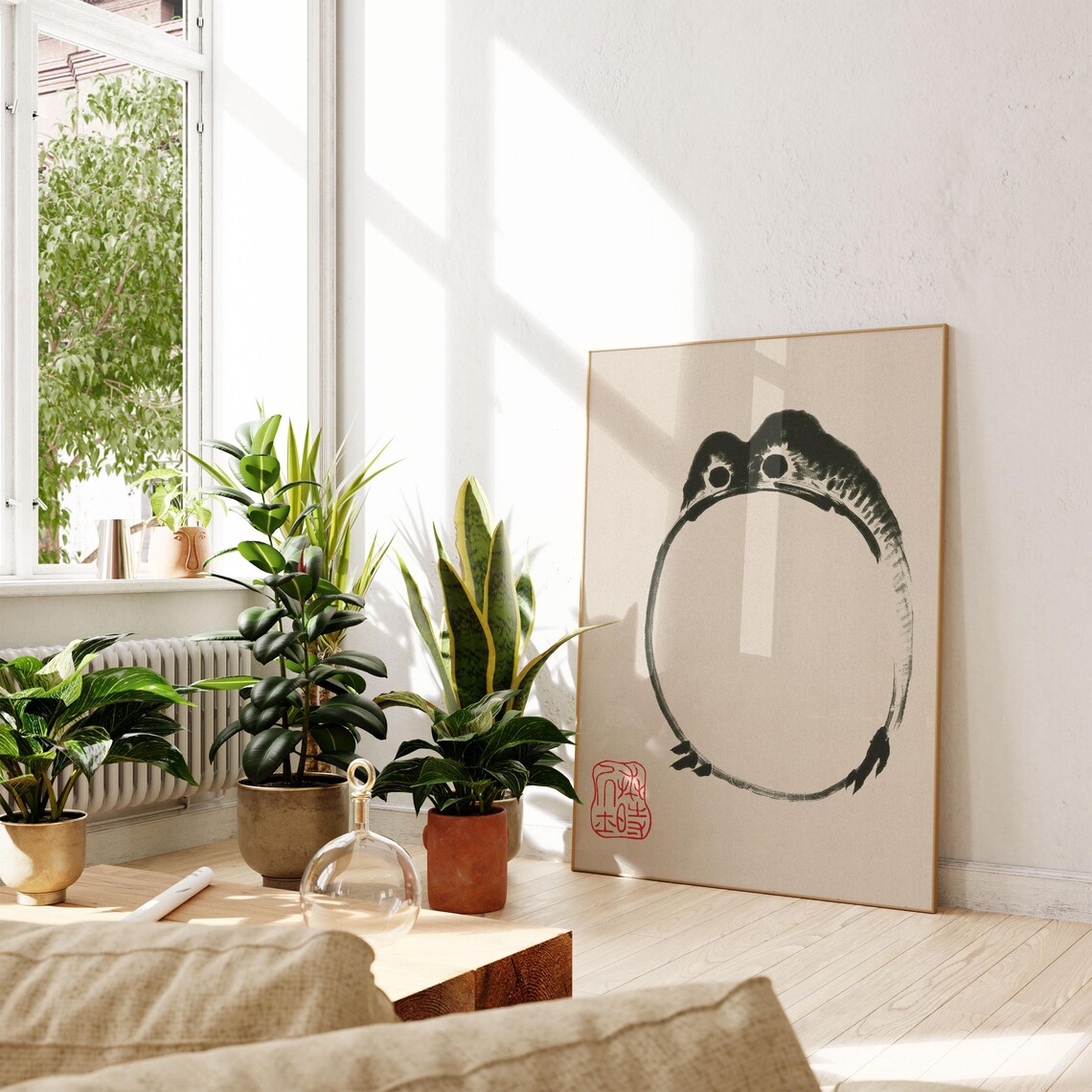 Matsumoto Hoji Frog Japanese Sumi-e Ink Brush Zen Circle Art Print - Image 3