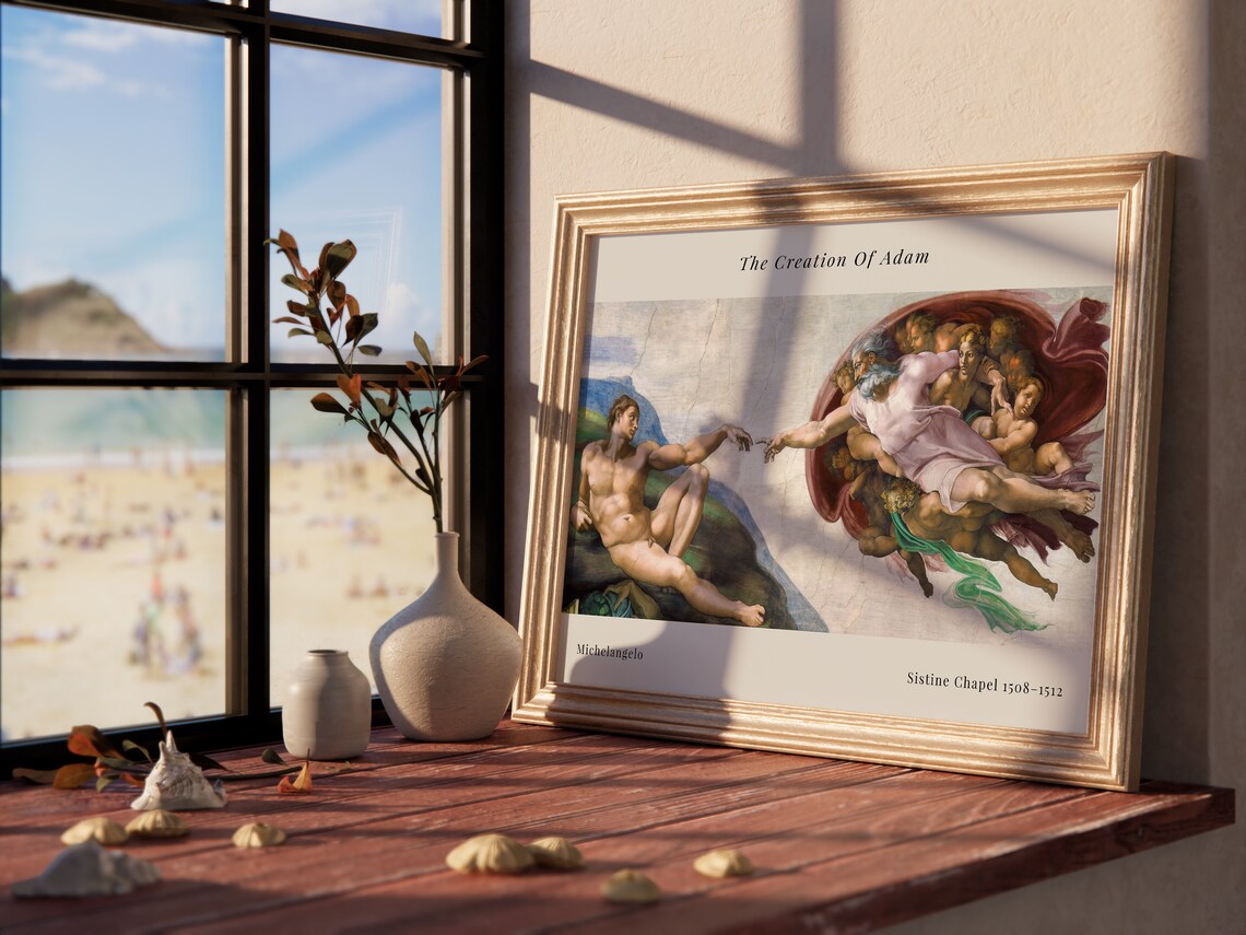 The Creation Of Adam Art Print, Sistine Chapel - Image 3