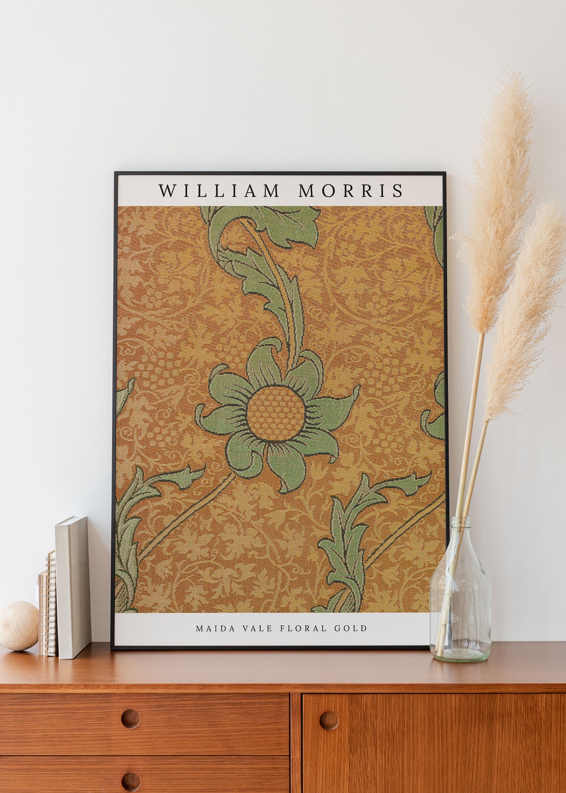 William Morris Maida Vale Gold Floral Vintage Textile Poster - Image 2