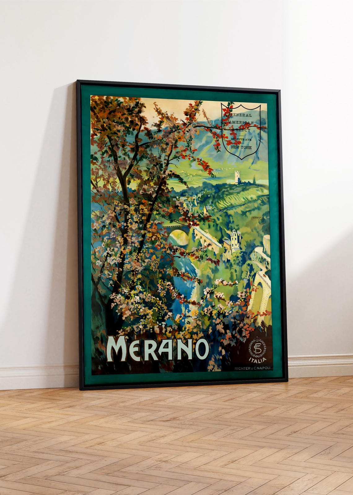 Merano Italy Vintage Travel Spring Blossom Alpine Valley View Poster - Image 2