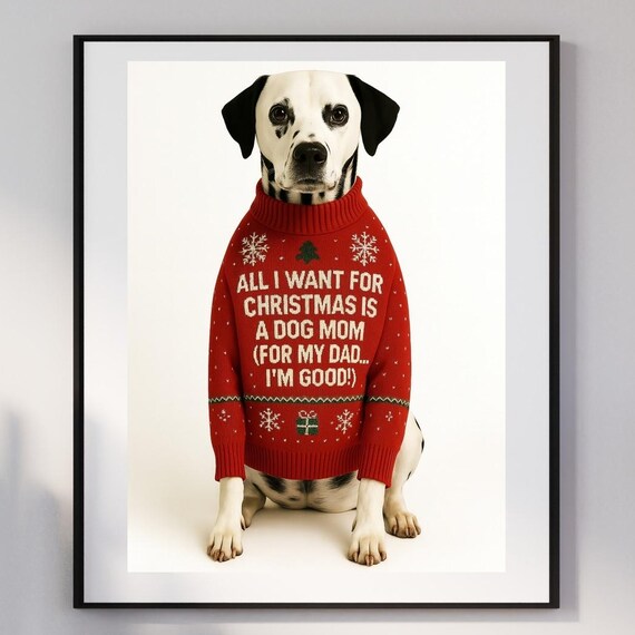 Funny Dog Dad Christmas Dalmatian Holiday Poster