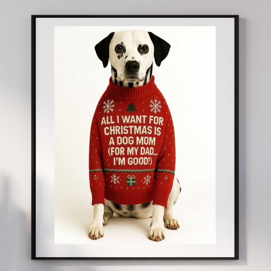 Funny Dog Dad Christmas Dalmatian Holiday Poster