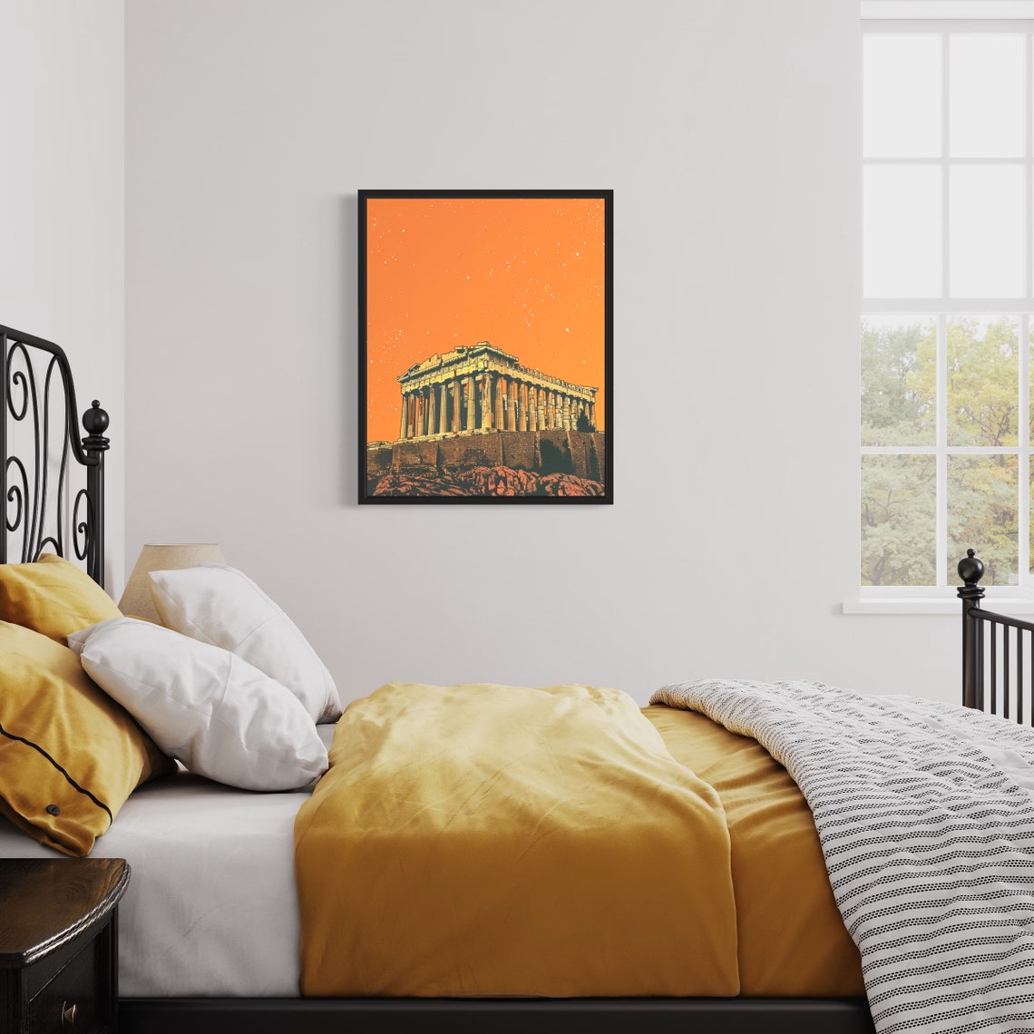 Athens Greece Parthenon Golden Sunset Orange Sky Landmark Poster - Image 2
