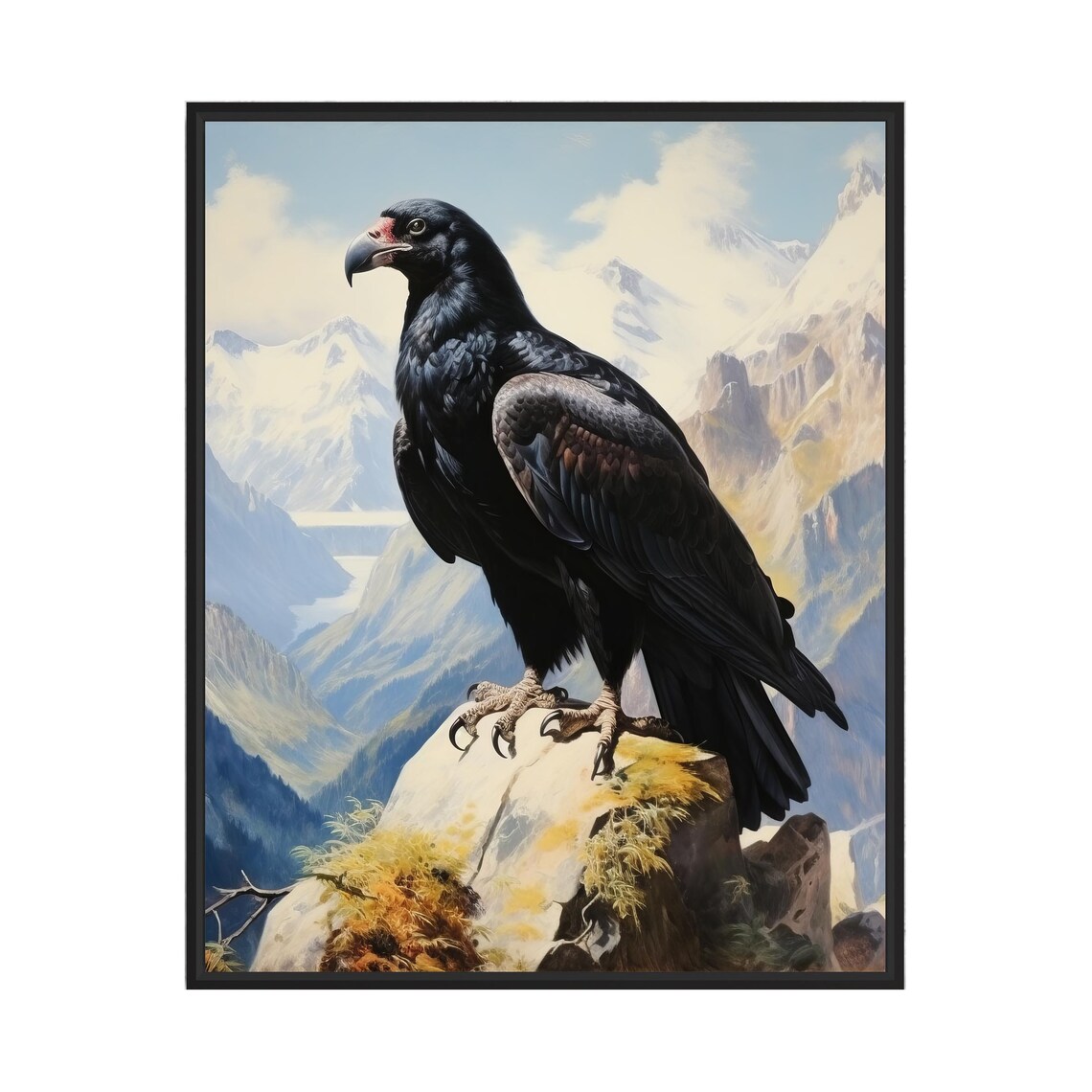 Andean Condor Mountain Majesty Black Bird Vintage Wildlife Art Poster