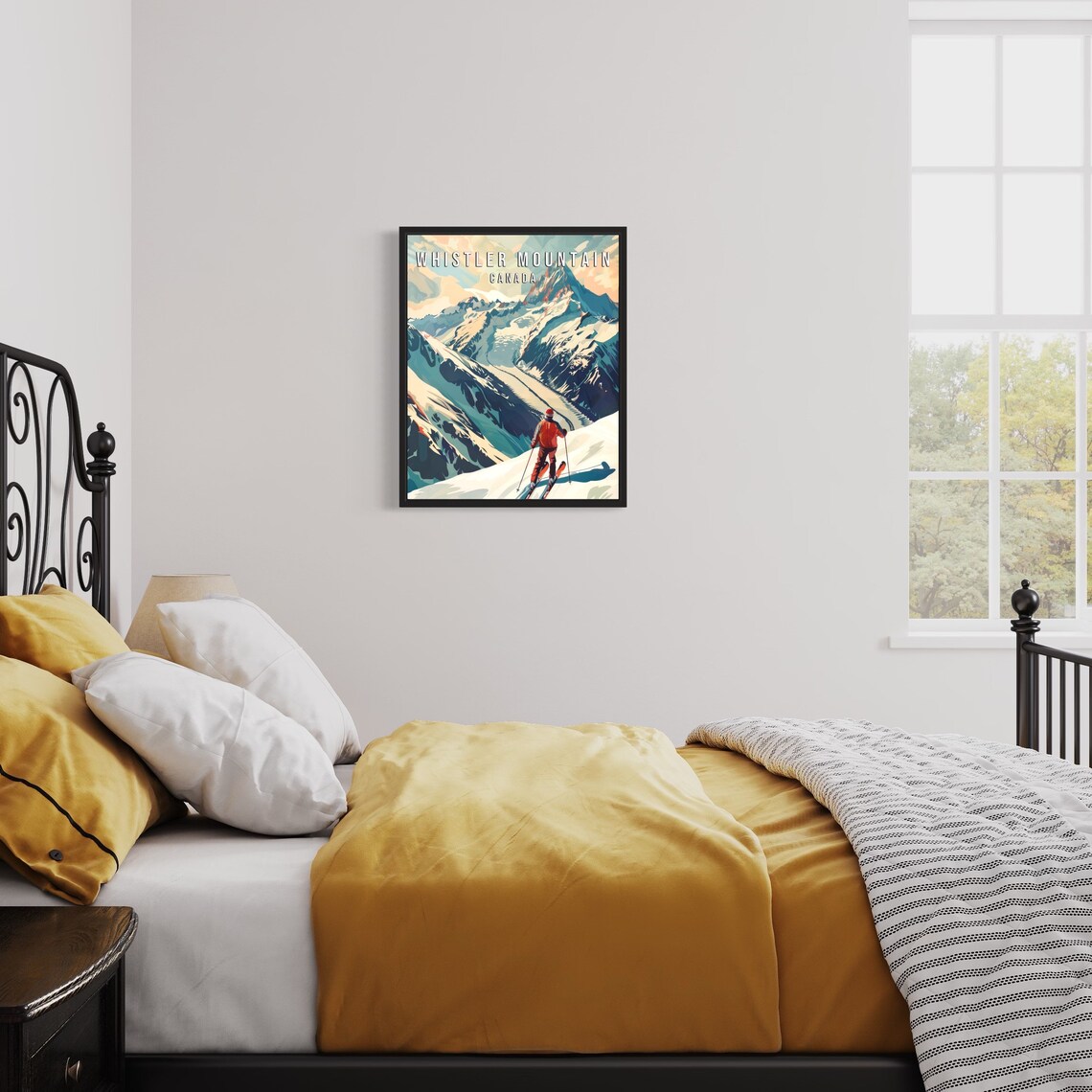 Whistler Mountain Canada Skier Alpine Powder Retro Travel Poster - Image 3