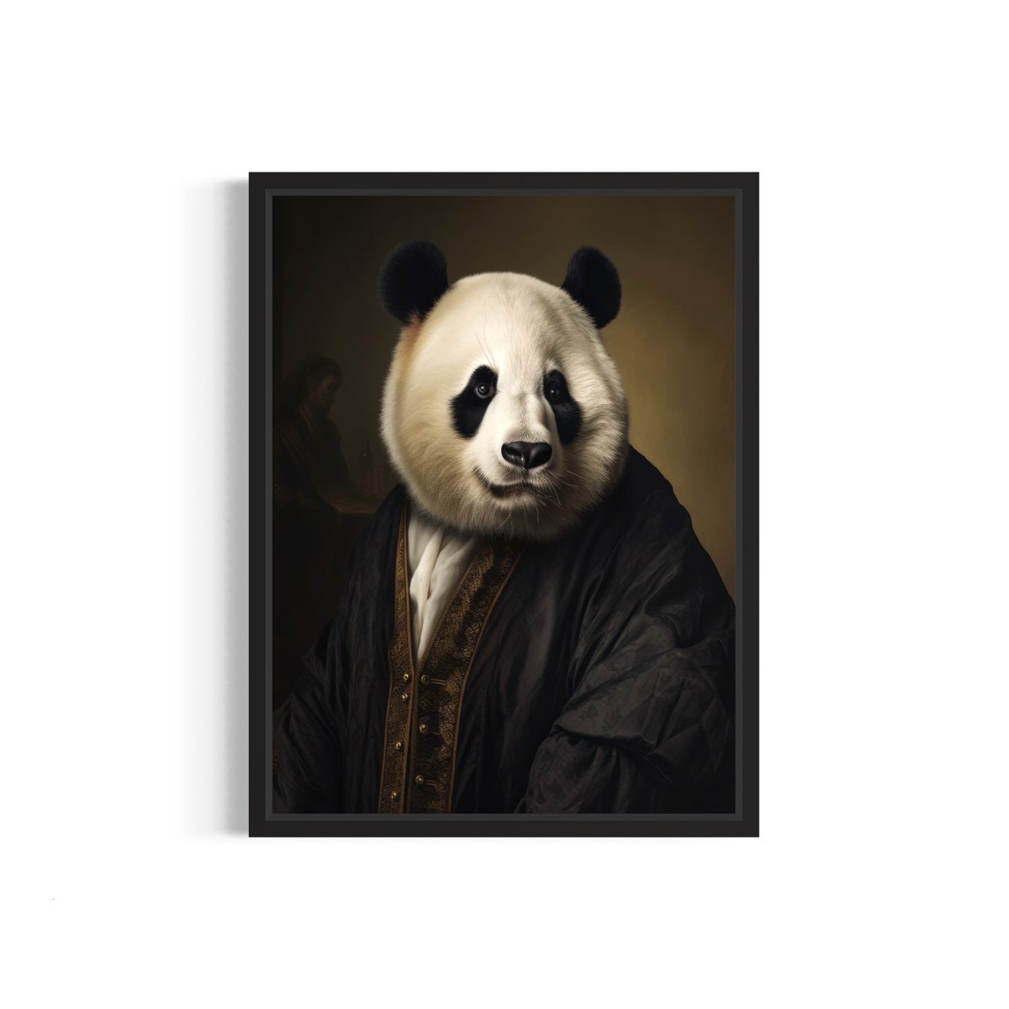Giant Panda in Brocade Robe Dignified Animal Portrait Wall Art