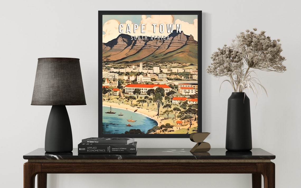Cape Town South Africa Table Mountain Beach Retro Travel Poster - Image 3