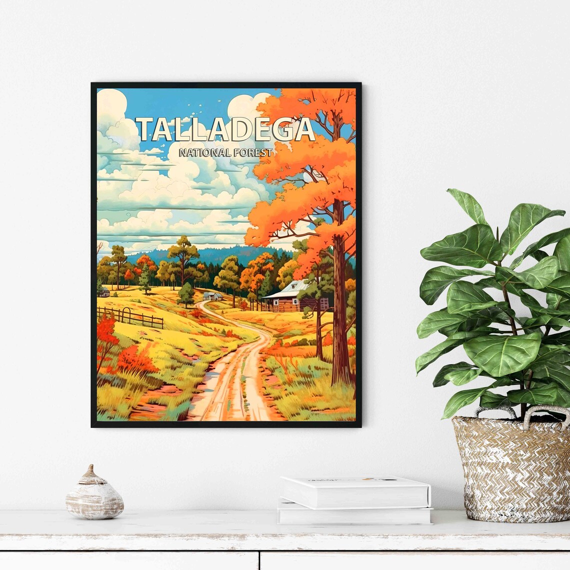 Talladega National Forest Autumn Country Road Retro Travel Poster - Image 2