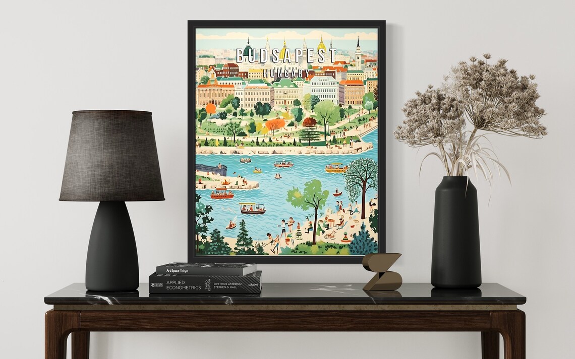 Budapest Hungary Danube River Boats Retro City Travel Poster - Image 3