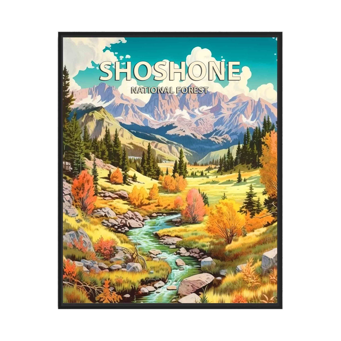 Shoshone National Forest Wyoming Autumn Valley Mountain Poster