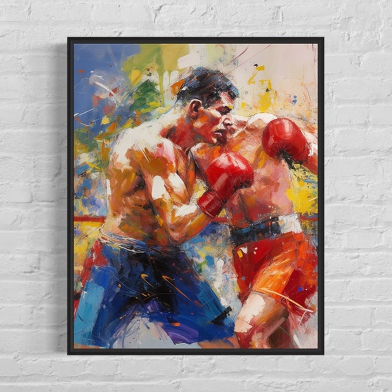 Boxing Abstract Painting Art Print Colorful Abstract Wall Art Poster