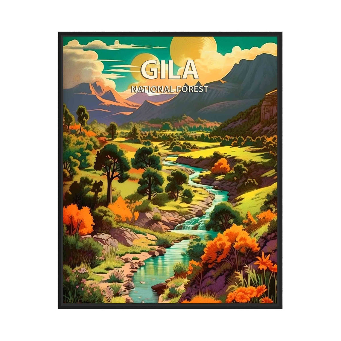 Gila National Forest Desert River Canyon Vintage Scene Poster