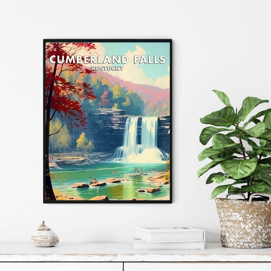 Cumberland Falls Kentucky Autumn Waterfall Vintage Travel Poster - Image 3