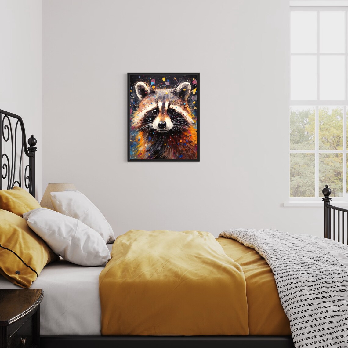Raccoon Face Colorful Paint Splatter Animal Portrait Art Print Decor - Image 3