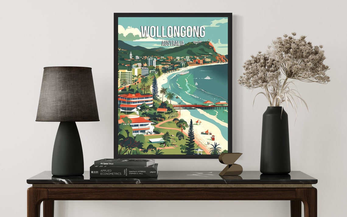 Wollongong Australia Coastal Beach City Retro Travel Poster Art - Image 2