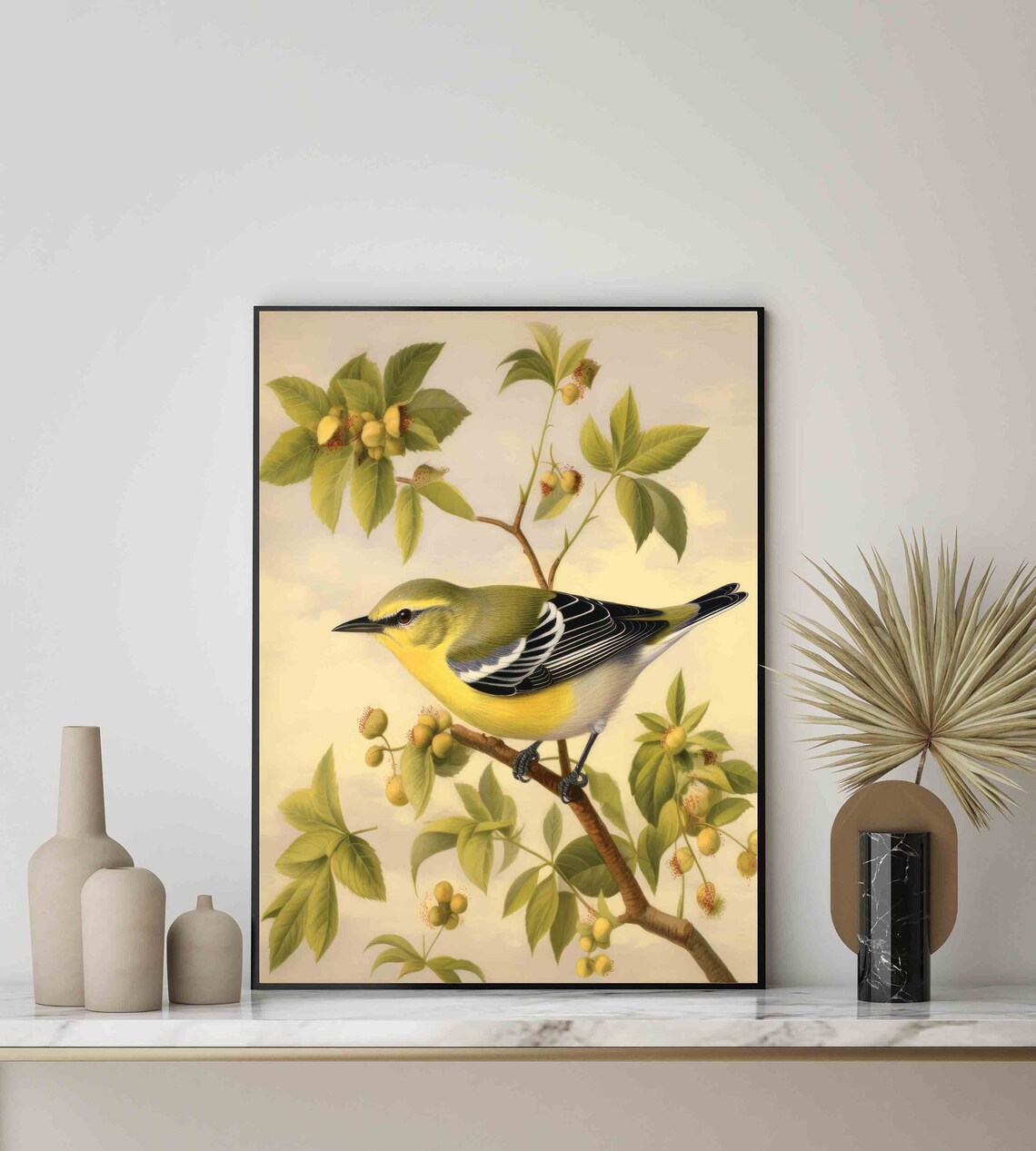 Yellow Warbler Songbird Perched Vintage Naturalist Art Print - Image 3