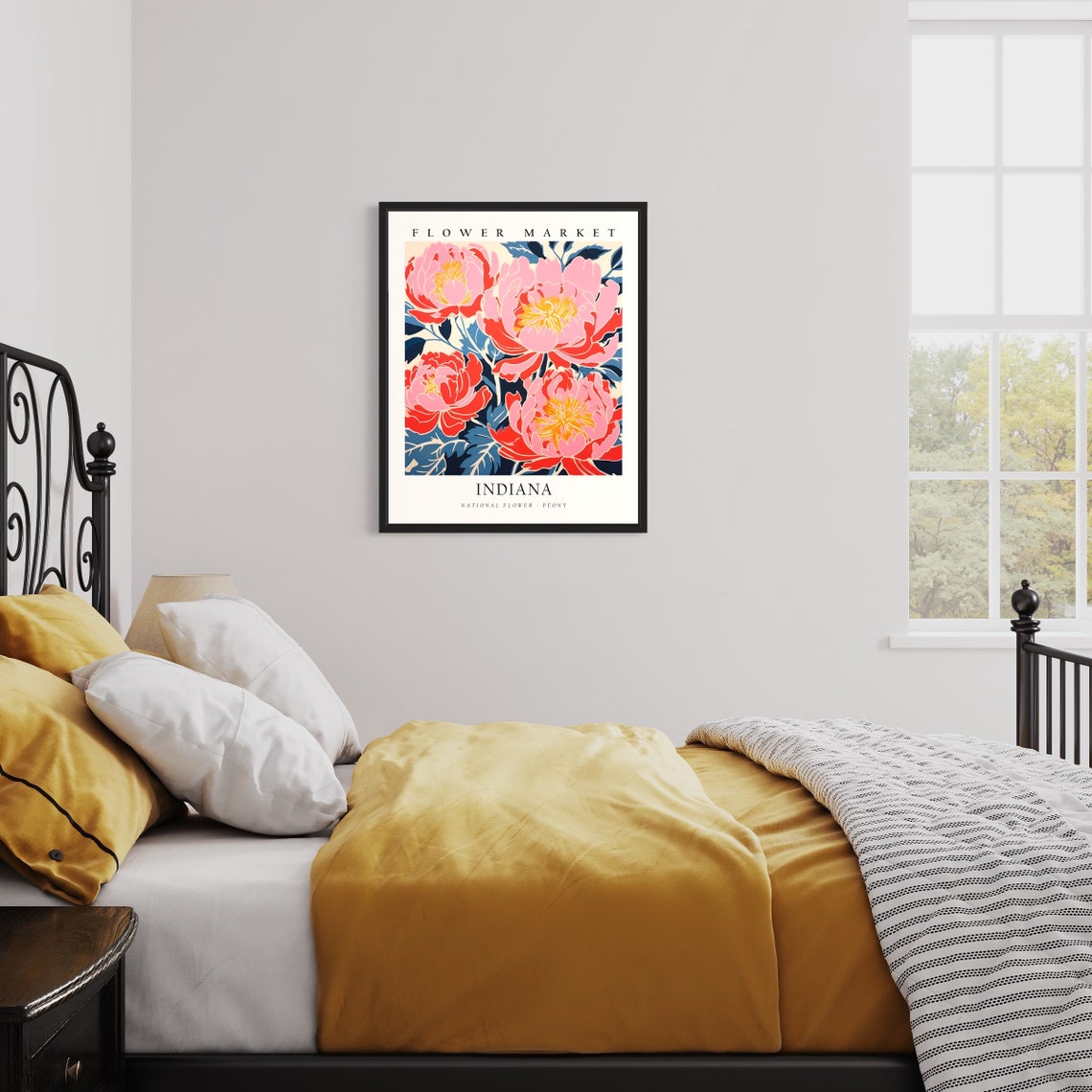 Indiana Flower Market Peony Blossoms Bold Botanical Art Print - Image 3