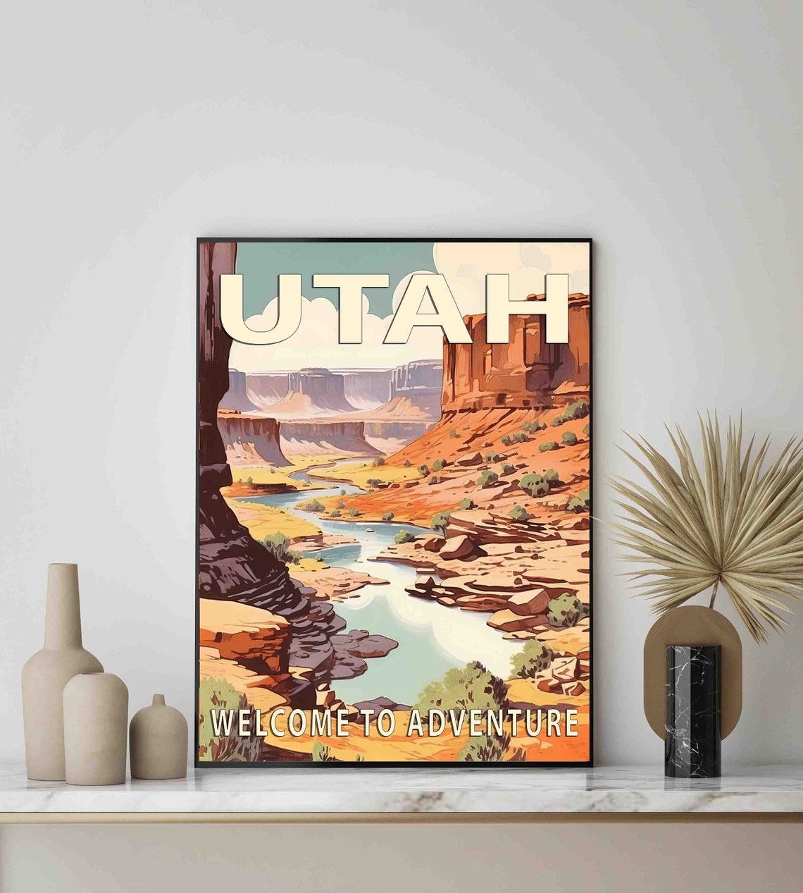 Utah Red Rock Canyon River Welcome to Adventure Travel Poster - Image 3