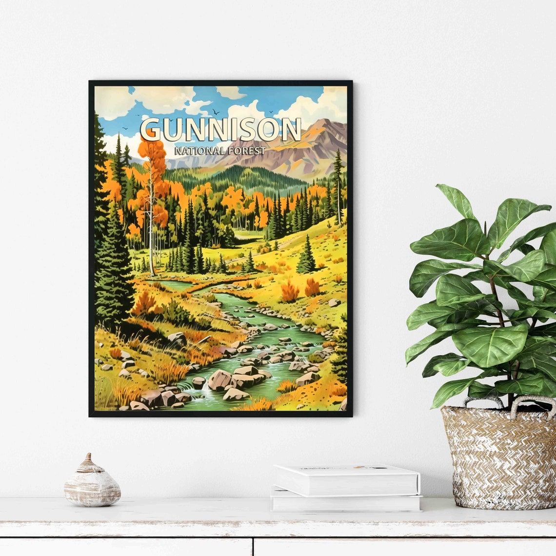 Gunnison National Forest Autumn Stream Colorado Travel Poster - Image 2