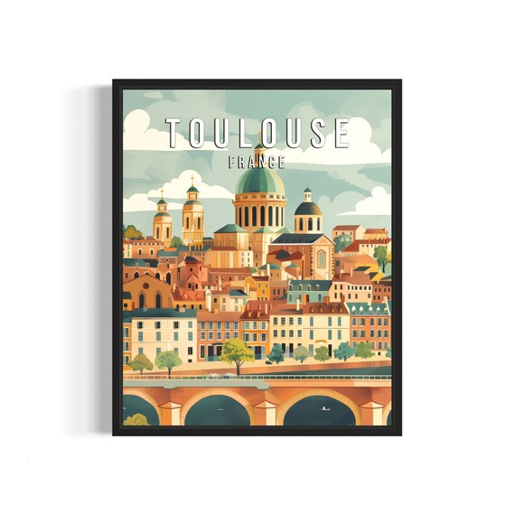 Toulouse France Poster Art Print City Retro Vintage Painting Wall Art Decor