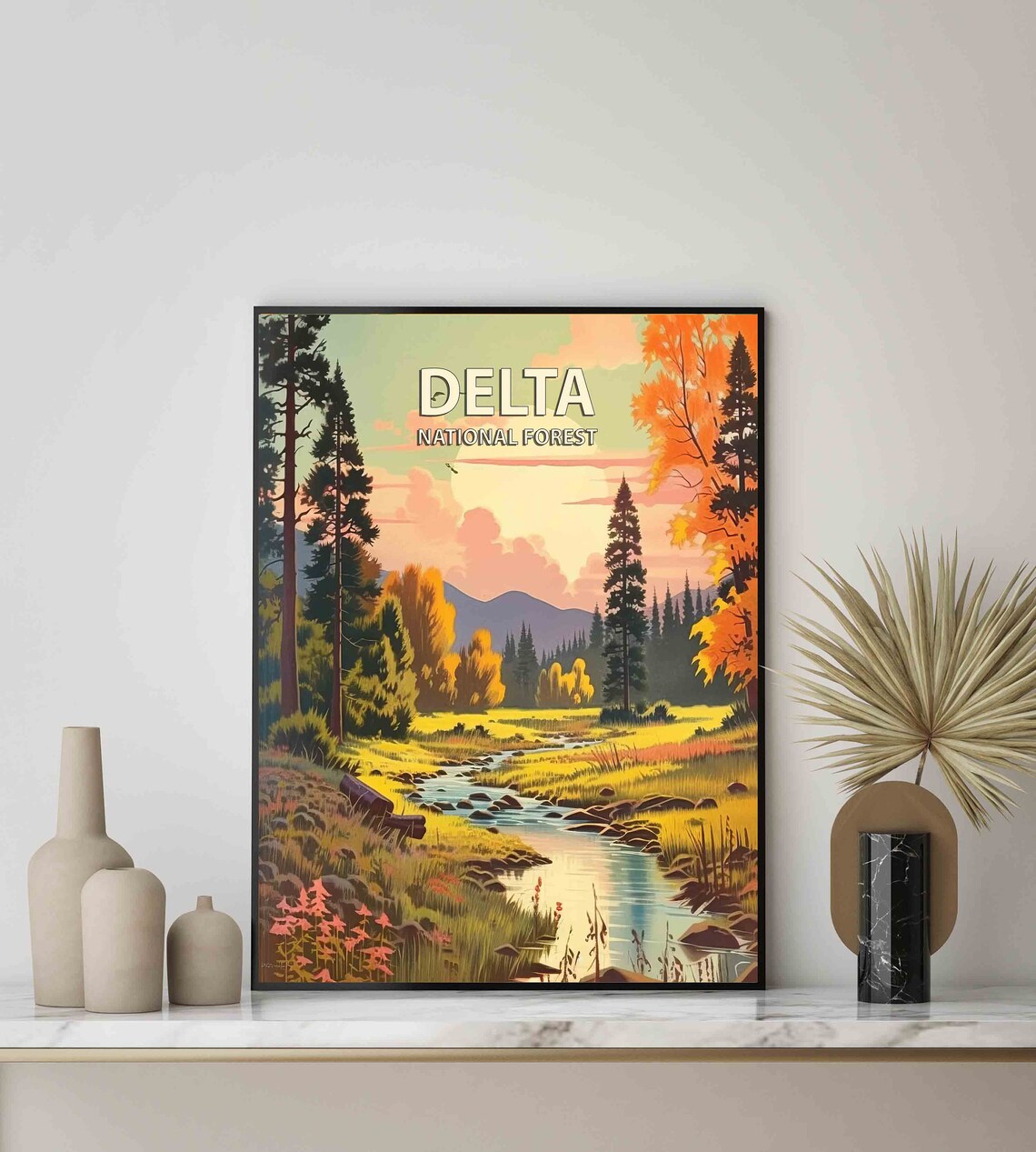 Delta National Forest Vintage Travel Poster of an Autumn River - Image 3