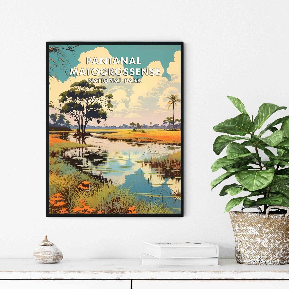 Pantanal Matogrossense Wetland Bird Lagoon Vintage Travel Poster - Image 3