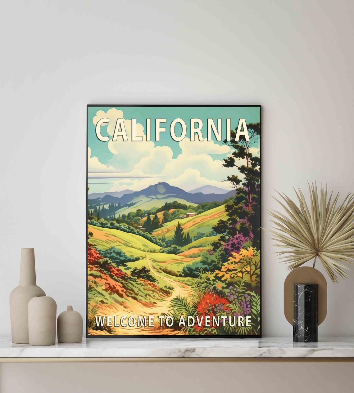California Welcome to Adventure Retro WPA Hills Travel Poster - Image 3