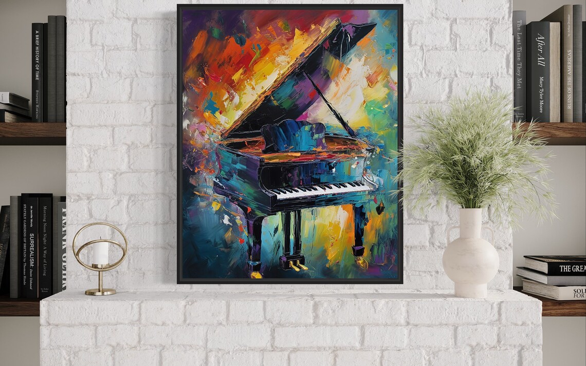 Grand Piano Colorful Abstract Oil Painting Modern Music Art Print - Image 3