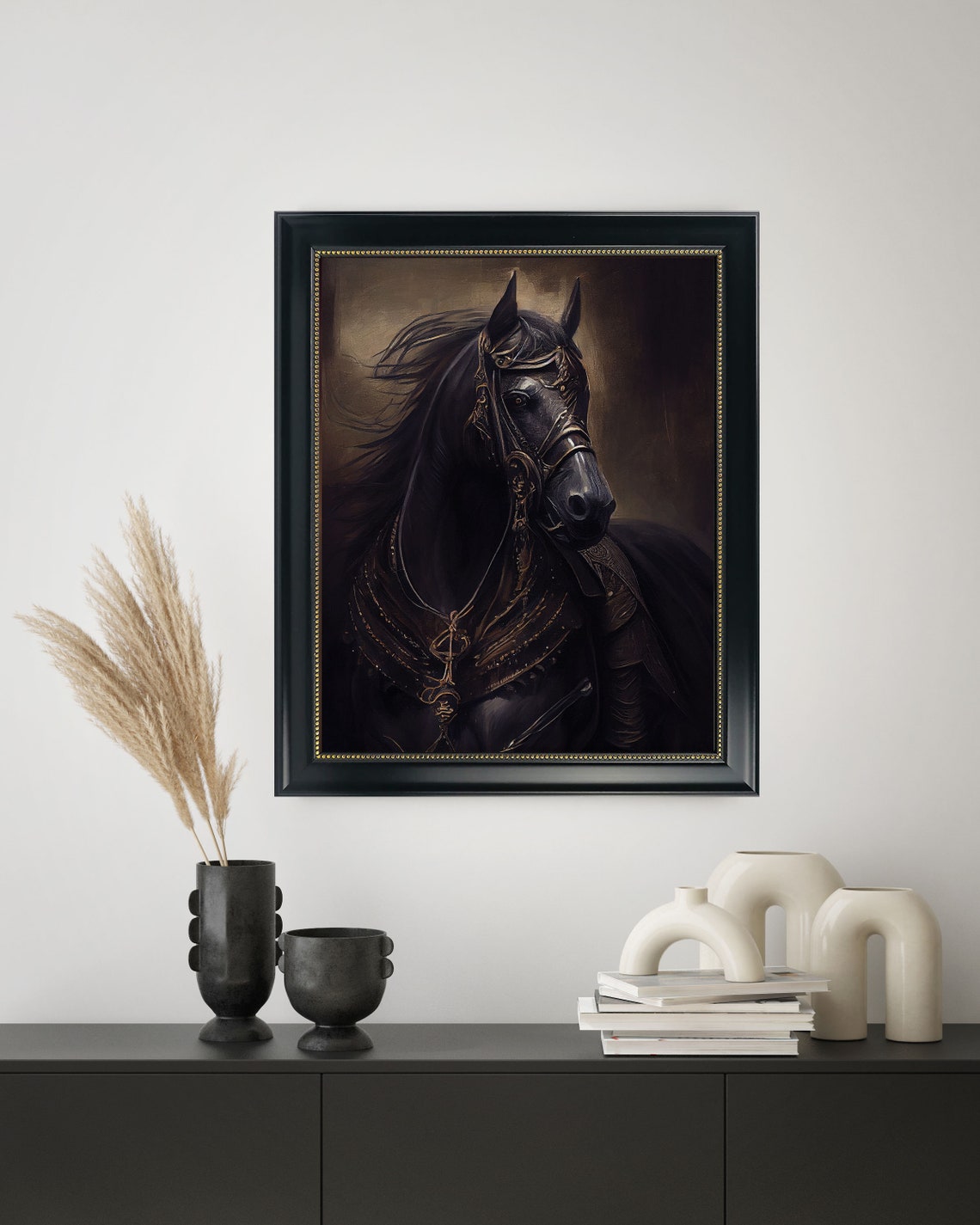 Armored Medieval Black Horse Dark Gothic Equine Fine Art Poster - Image 3