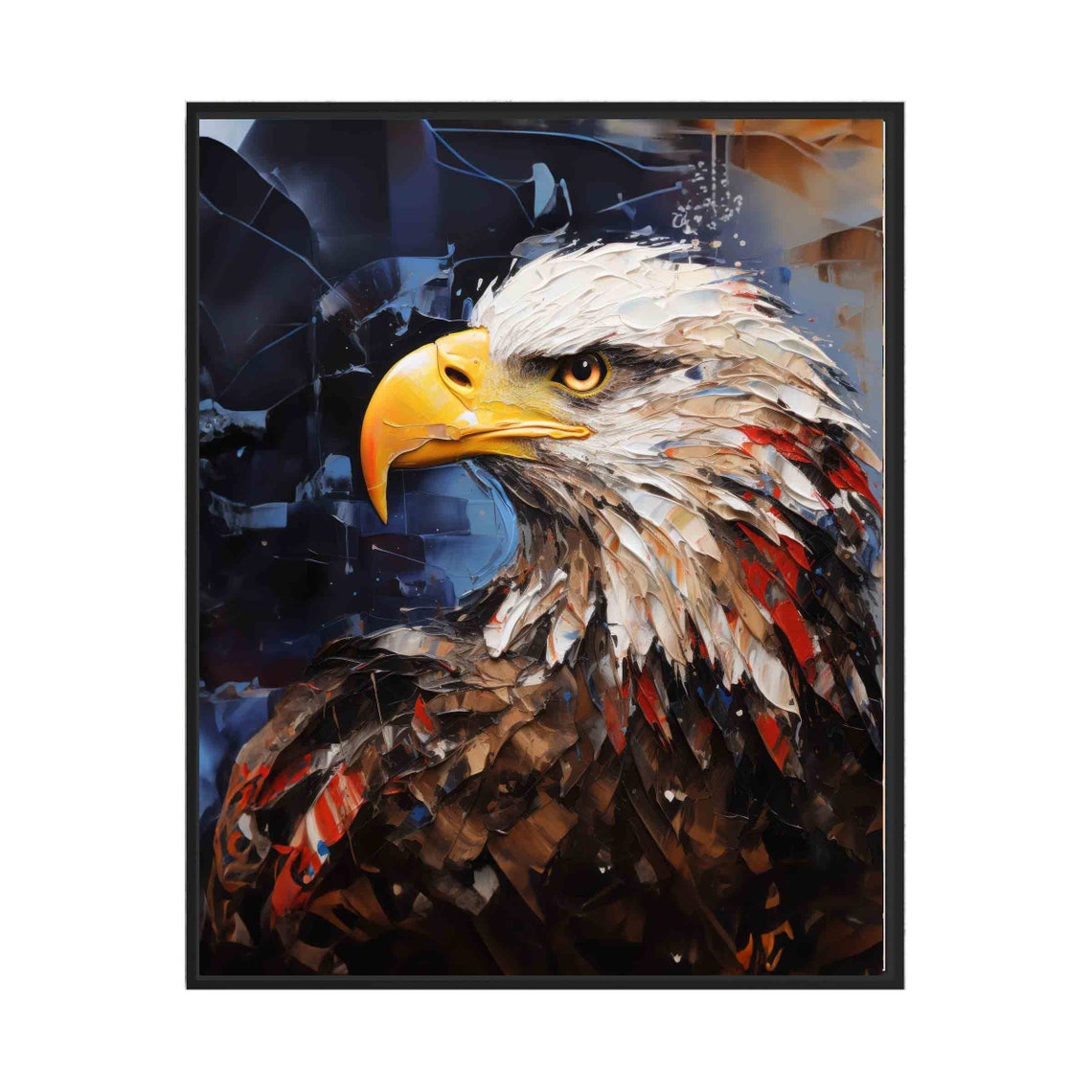 Bald Eagle Profile Palette Knife Painting Patriotic Art Poster - Image 3