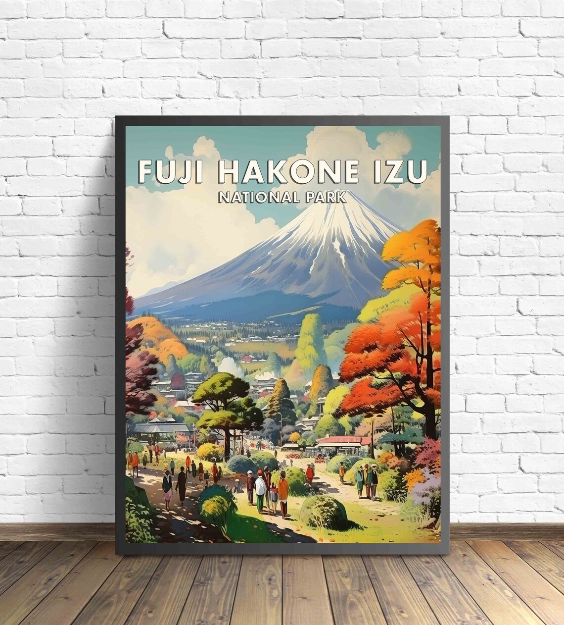Fuji Hakone Izu National Park Mount Fuji Autumn Vintage Travel Poster - Image 3