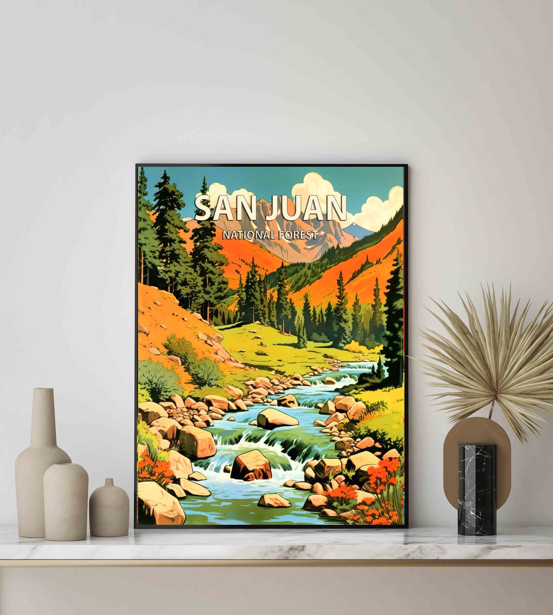 San Juan National Forest Rocky Mountain Stream Retro Travel Poster - Image 3