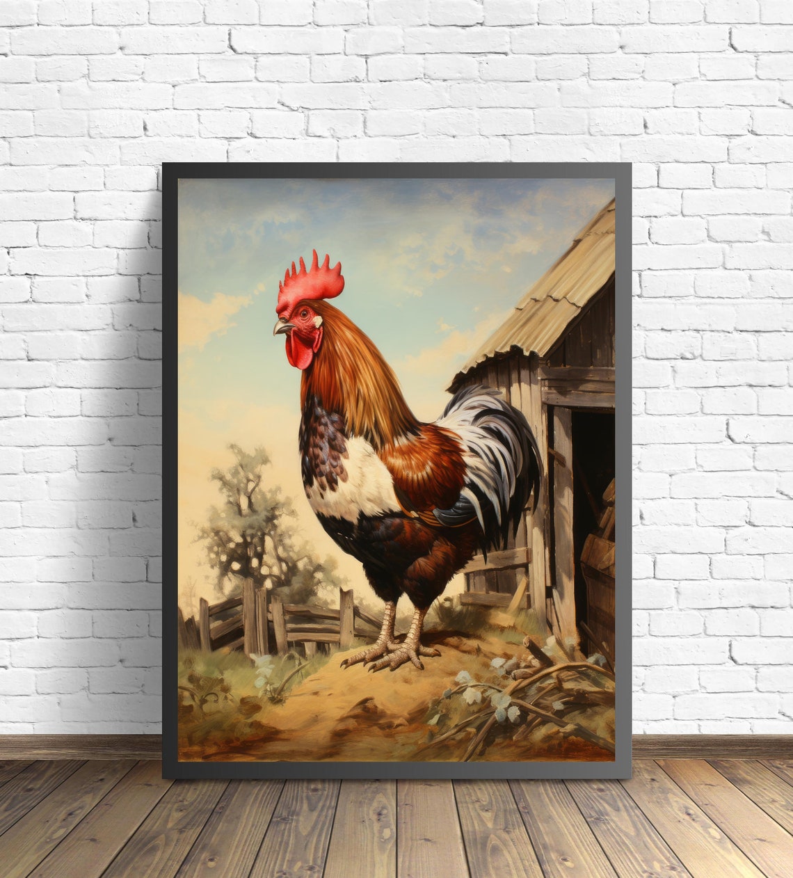 Buff Orpington Rooster Standing Beside A Rustic Wooden Barn Poster - Image 2