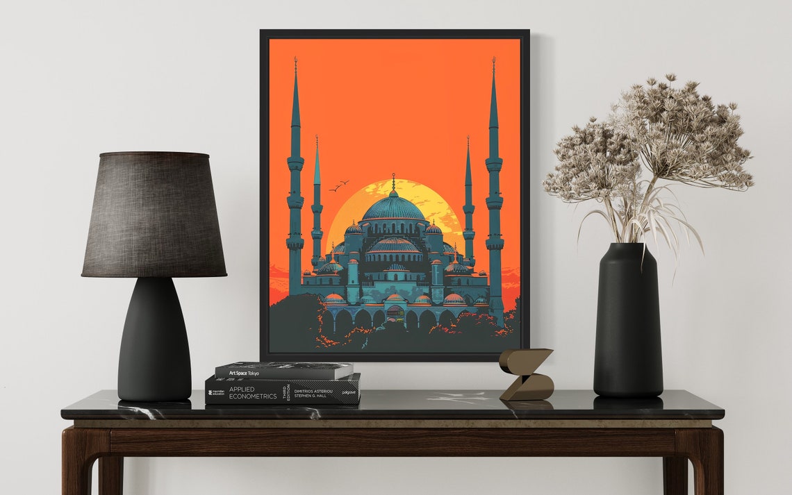 Blue Mosque Istanbul Turkey Sunset Six Minarets Orange Landmark Poster - Image 3