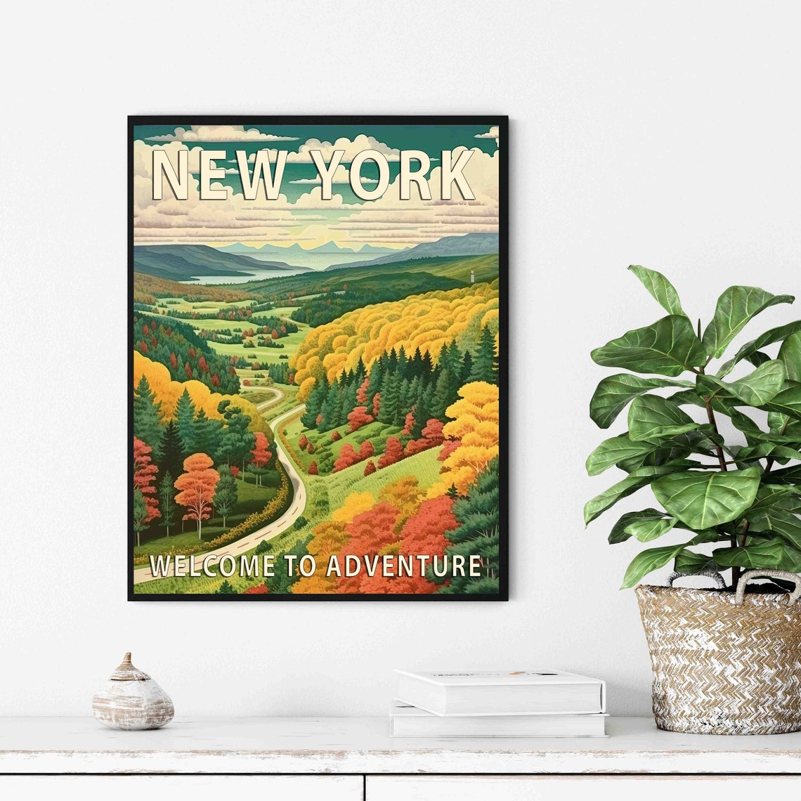 New York Fall Foliage Adventure Scenic Landscape Travel Poster - Image 2